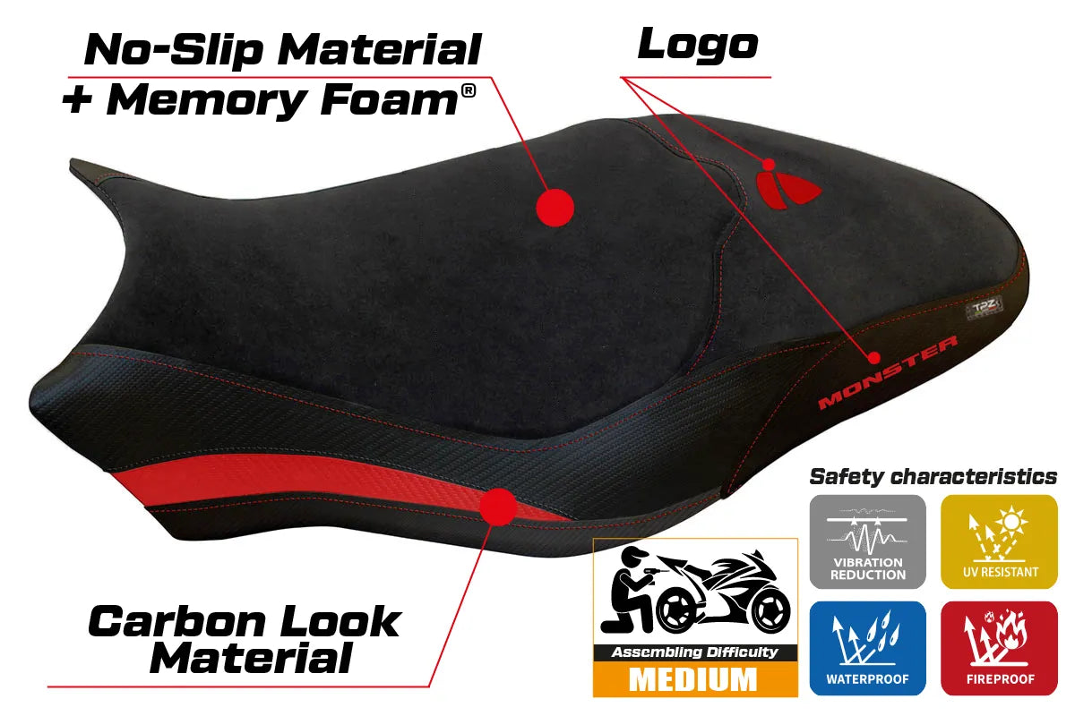 Yhteensopiva istuinpäällinen - Ducati Monster 797 2017-2020 - mod Ovada 2 Velvet Comfort System