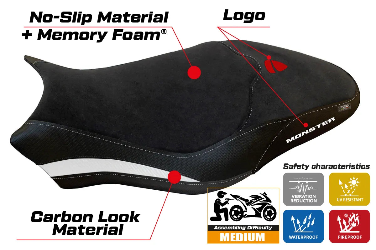 Yhteensopiva istuinpäällinen - Ducati Monster 797 2017-2020 - mod Ovada 2 Velvet Comfort System