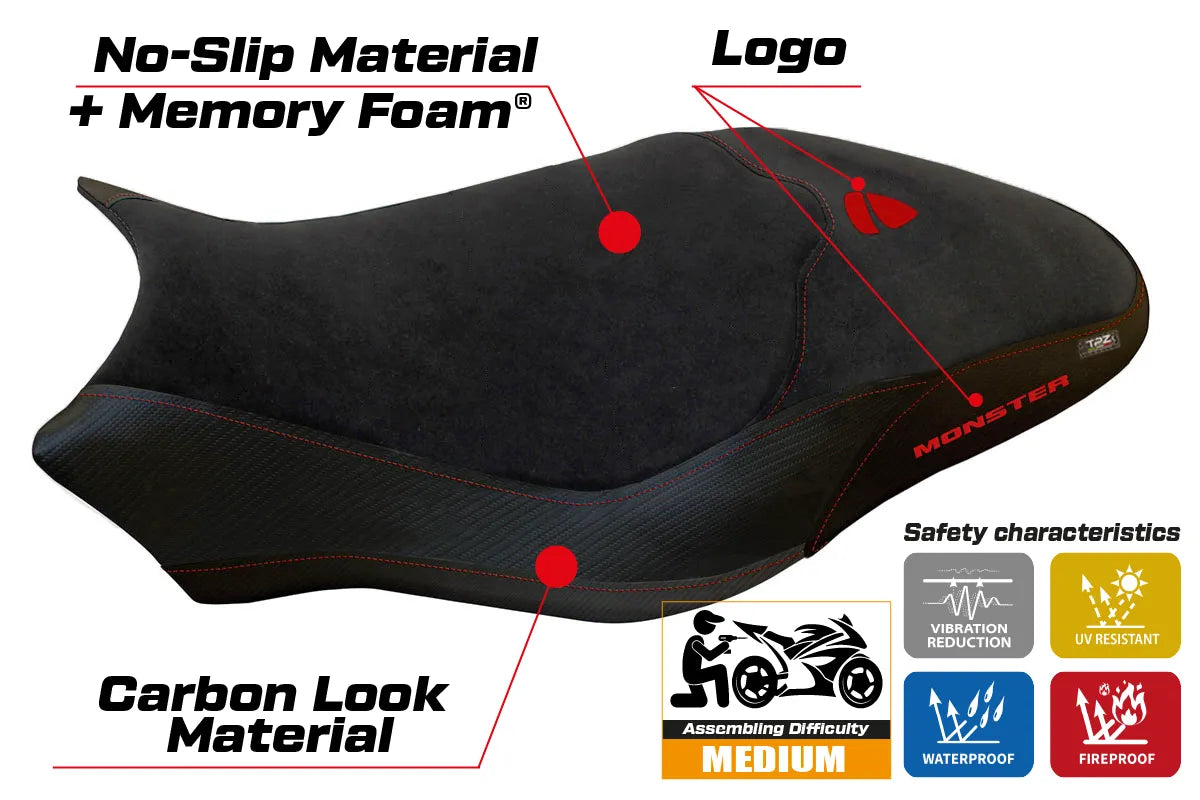 Yhteensopiva istuinpäällinen - Ducati Monster 797 2017-2020 - mod Ovada 2 Velvet Comfort System