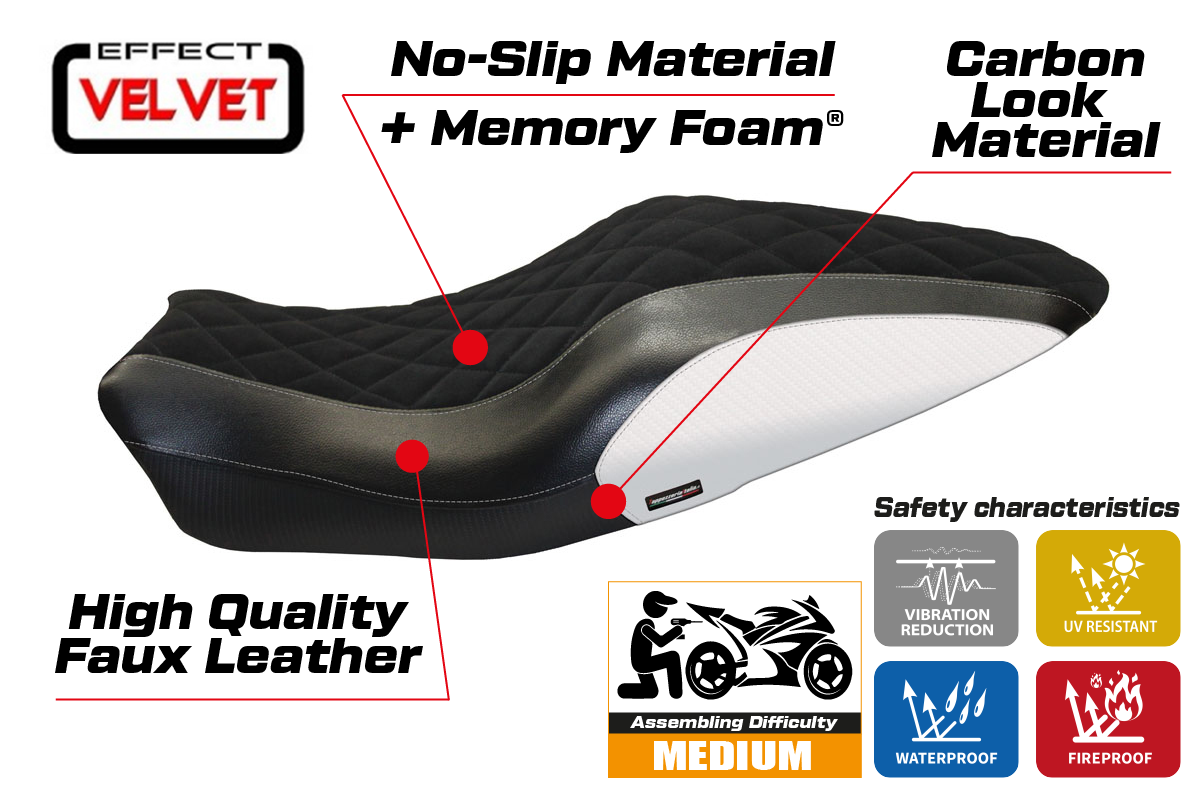 Yhteensopiva istuinpäällinen - Ducati Monster 821 / 1200 2014-2016 - mod Andorra Velvet Comfort System