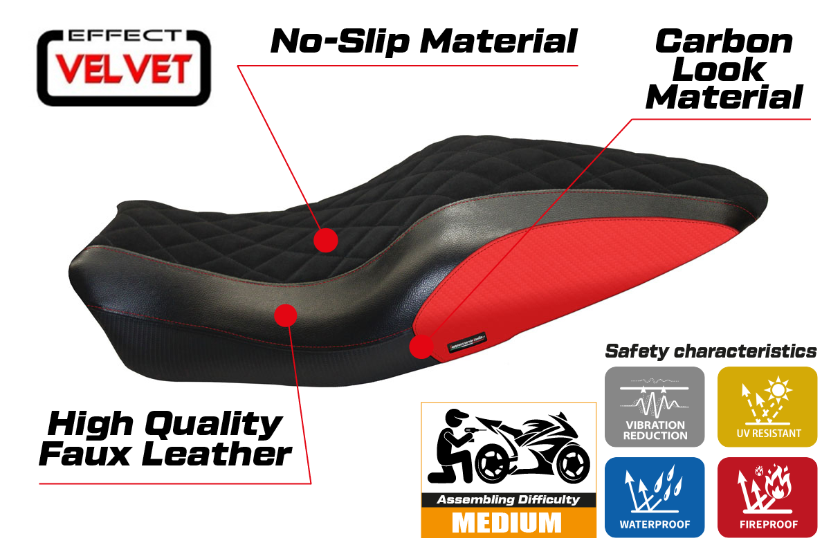 Yhteensopiva istuinpäällinen - Ducati Monster 821 / 1200 2014-2016 - mod Andorra Velvet