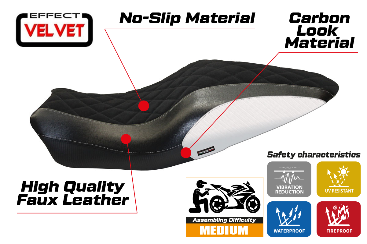 Yhteensopiva istuinpäällinen - Ducati Monster 821 / 1200 2014-2016 - mod Andorra Velvet