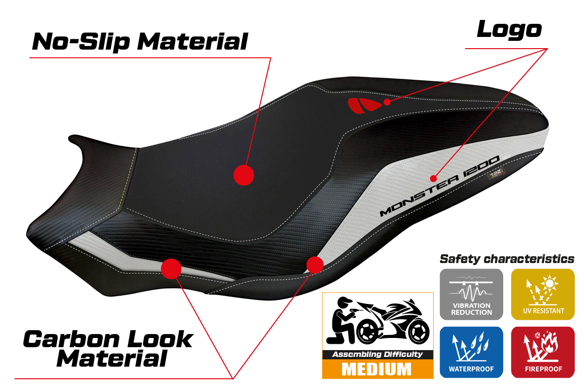 Yhteensopiva istuinpäällinen - Ducati Monster 821 / 1200 2017 - 2020 - mod Lipsia 3