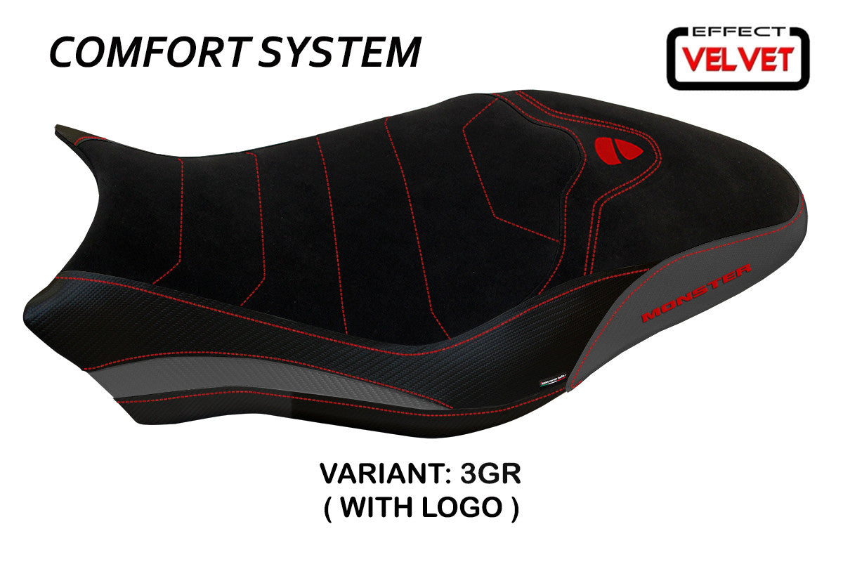 Yhteensopiva istuinpäällinen - Ducati Monster 821 / 1200 2017 - 2020 - mod Ovada 1 Velvet Comfort System