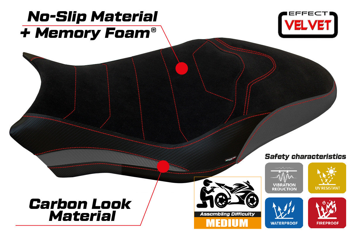 Yhteensopiva istuinpäällinen - Ducati Monster 821 / 1200 2017 - 2020 - mod Ovada 1 Velvet Comfort System