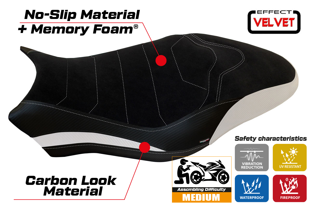 Yhteensopiva istuinpäällinen - Ducati Monster 821 / 1200 2017 - 2020 - mod Ovada 1 Velvet Comfort System