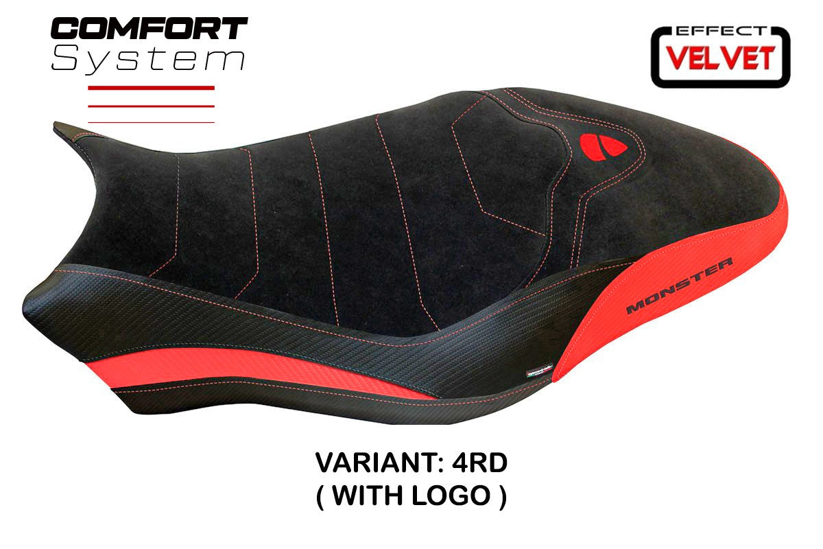 Yhteensopiva istuinpäällinen - Ducati Monster 821 / 1200 2017 - 2020 - mod Ovada 1 Velvet Comfort System