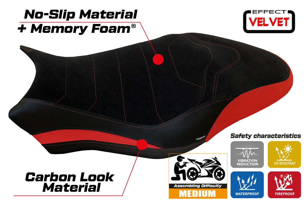 Yhteensopiva istuinpäällinen - Ducati Monster 821 / 1200 2017 - 2020 - mod Ovada 1 Velvet Comfort System