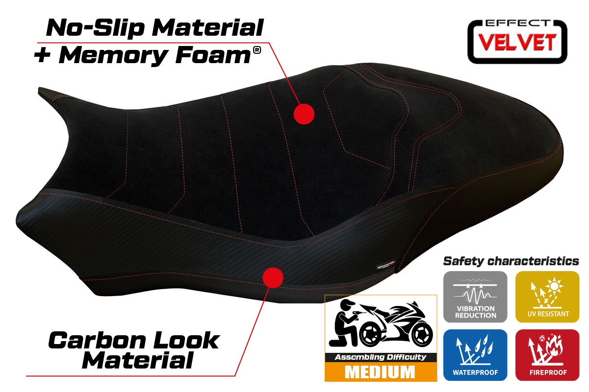 Yhteensopiva istuinpäällinen - Ducati Monster 821 / 1200 2017 - 2020 - mod Ovada 2 Velvet Comfort System