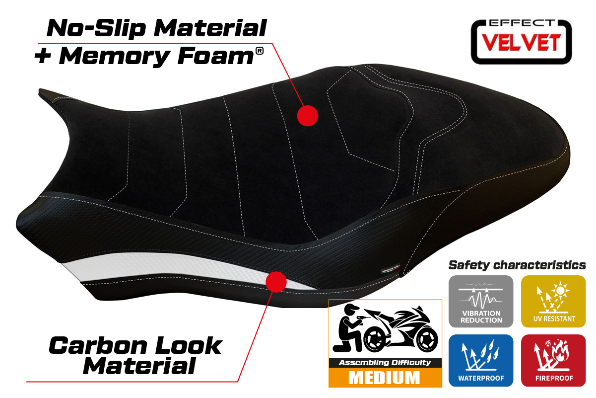 Yhteensopiva istuinpäällinen - Ducati Monster 821 / 1200 2017 - 2020 - mod Ovada 2 Velvet Comfort System