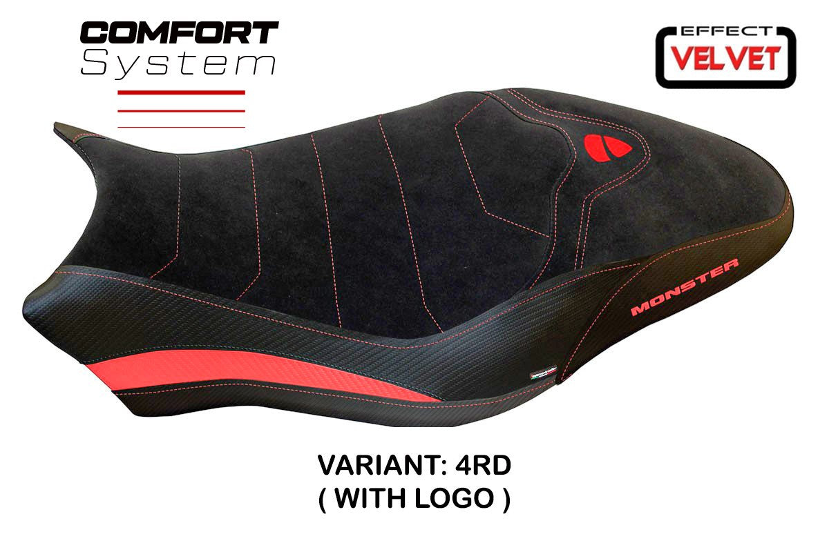 Yhteensopiva istuinpäällinen - Ducati Monster 821 / 1200 2017 - 2020 - mod Ovada 2 Velvet Comfort System
