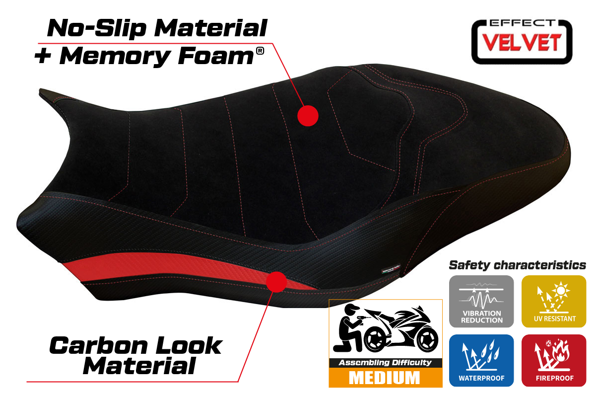 Yhteensopiva istuinpäällinen - Ducati Monster 821 / 1200 2017 - 2020 - mod Ovada 2 Velvet Comfort System