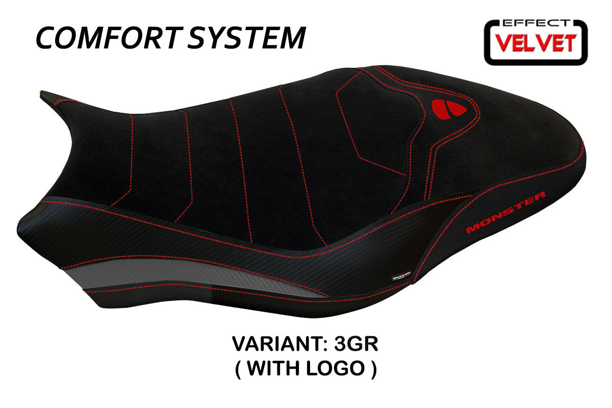 Yhteensopiva istuinpäällinen - Ducati Monster 821 / 1200 2017 - 2020 - mod Ovada 2 Velvet Comfort System