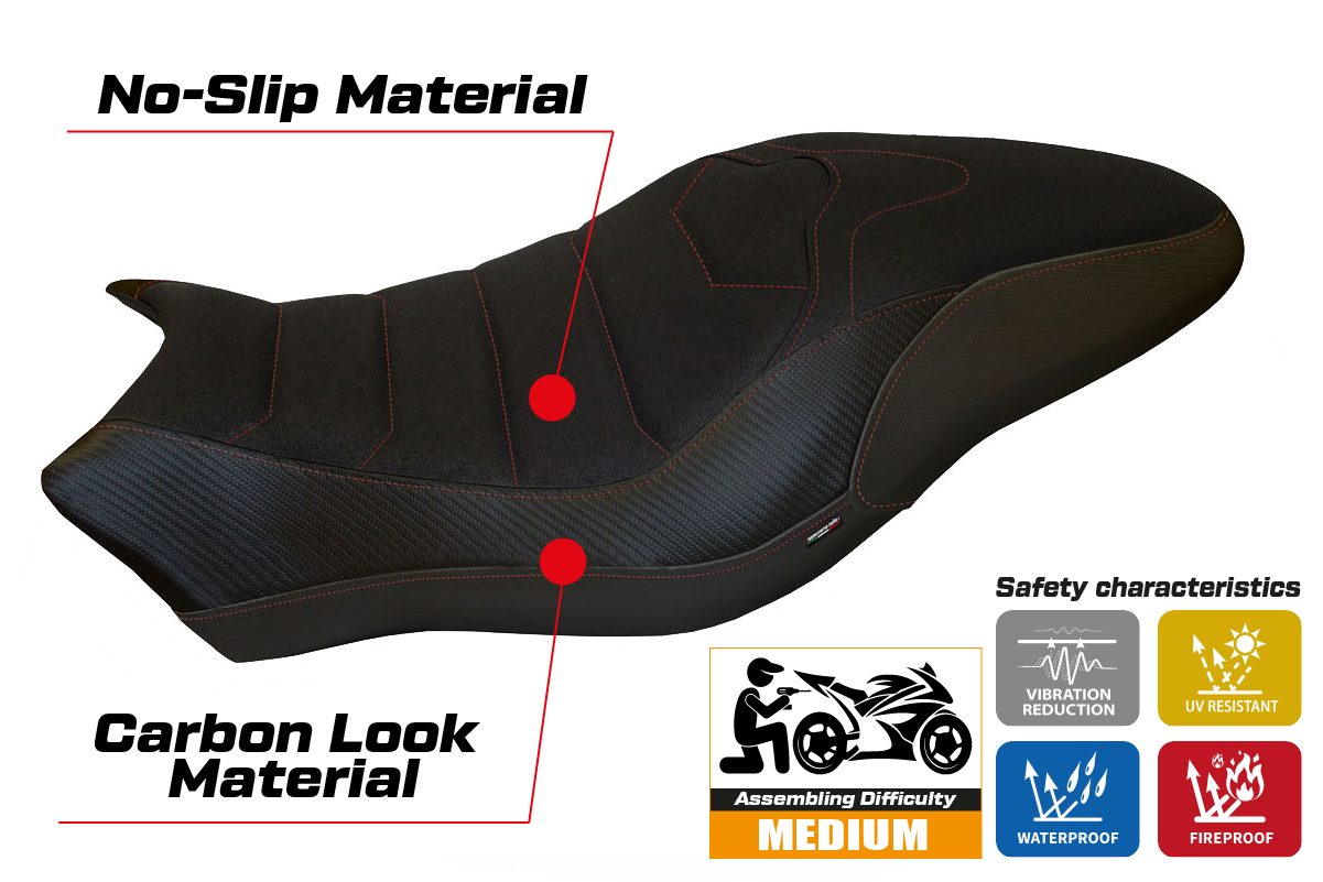 Yhteensopiva istuinpäällinen - Ducati Monster 821 / 1200 2017 - 2020 - mod Piombino 2 Ultragrip