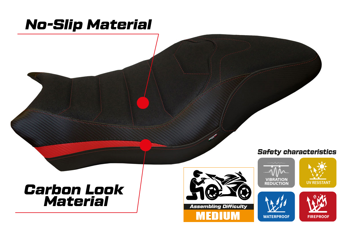 Yhteensopiva istuinpäällinen - Ducati Monster 821 / 1200 2017 - 2020 - mod Piombino 2 Ultragrip