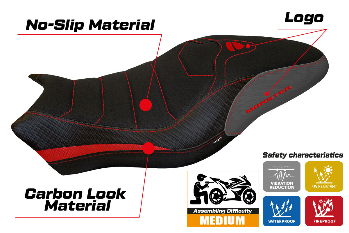 Yhteensopiva istuinpäällinen - Ducati Monster 821 / 1200 2017 - 2020 - mod Piombino Special Color Ultragrip