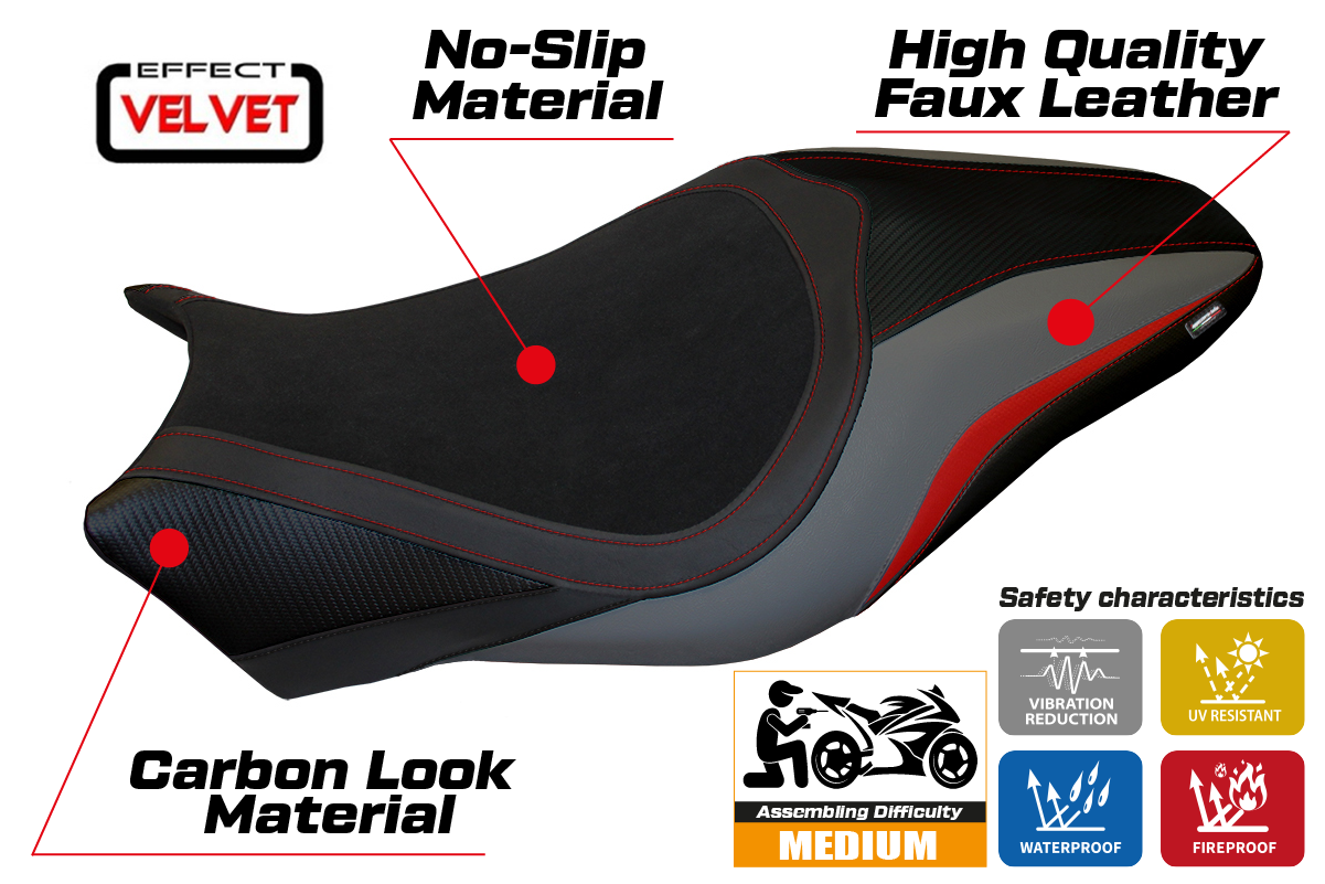 Yhteensopiva istuinpäällinen - Ducati Monster 821 / 1200 2017 - 2020 - mod Valencia Velvet