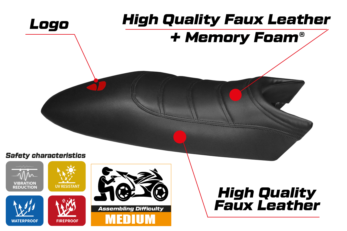 Yhteensopiva istuinpäällinen - Ducati Monster 1994-2007 - mod Total Black Comfort System