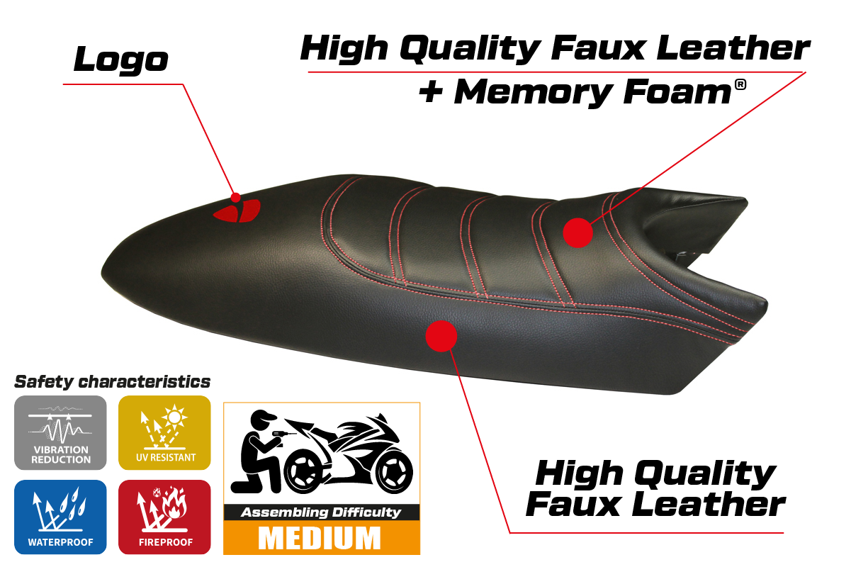 Yhteensopiva istuinpäällinen - Ducati Monster 1994-2007 - mod Total Black Comfort System
