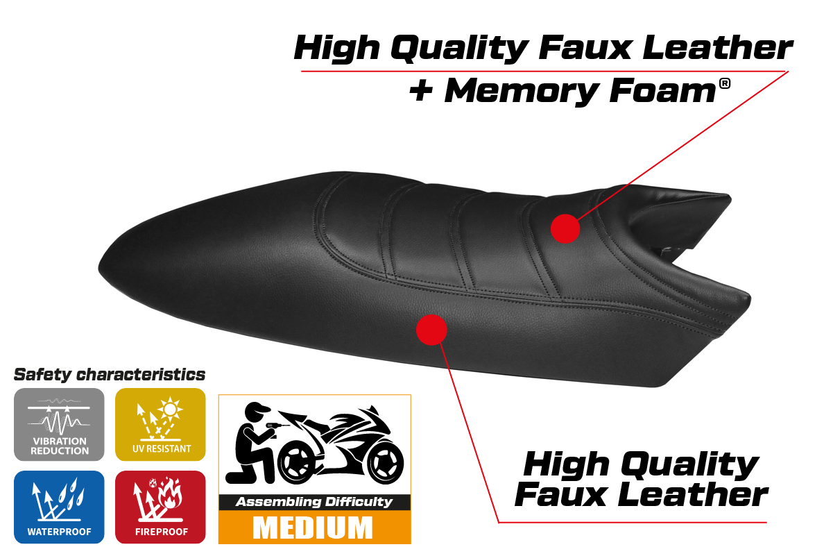 Yhteensopiva istuinpäällinen - Ducati Monster 1994-2007 - mod Total Black Comfort System