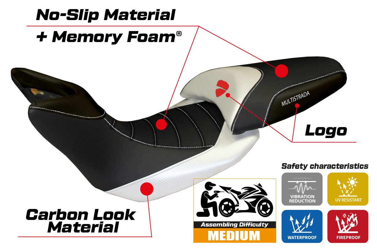 Yhteensopiva istuinpäällinen - Ducati Multistrada 1200 2010-2011 - mod Noto 3 Comfort System