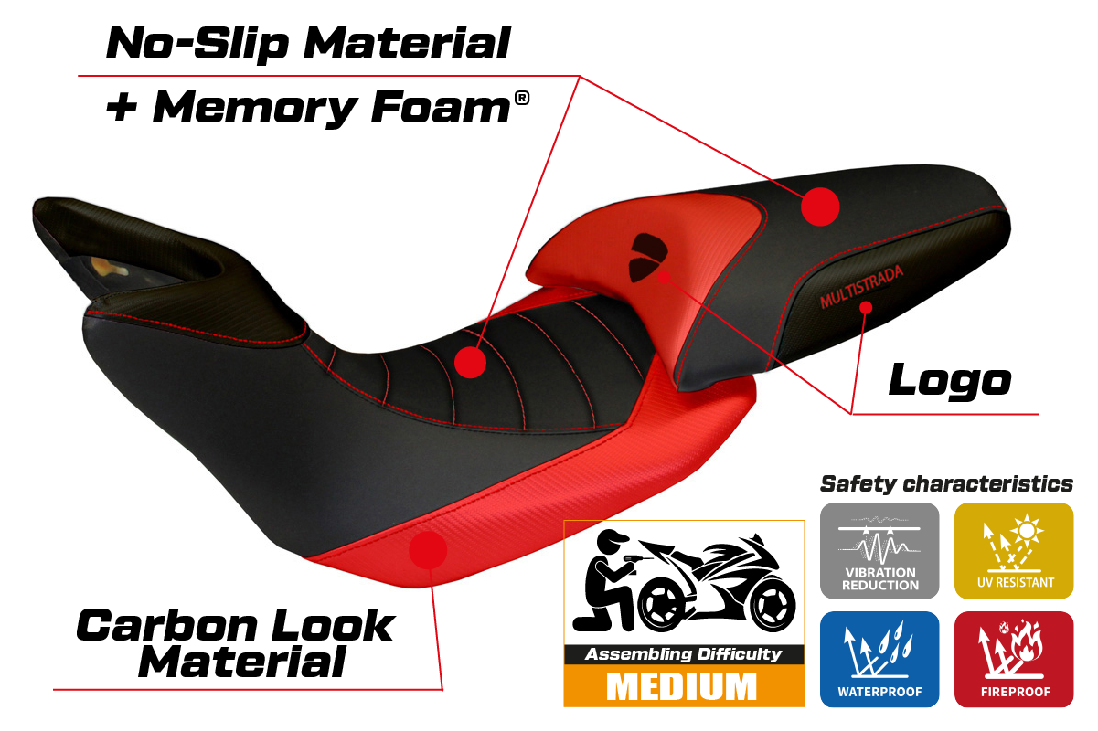 Yhteensopiva istuinpäällinen - Ducati Multistrada 1200 2010-2011 - mod Noto 3 Comfort System