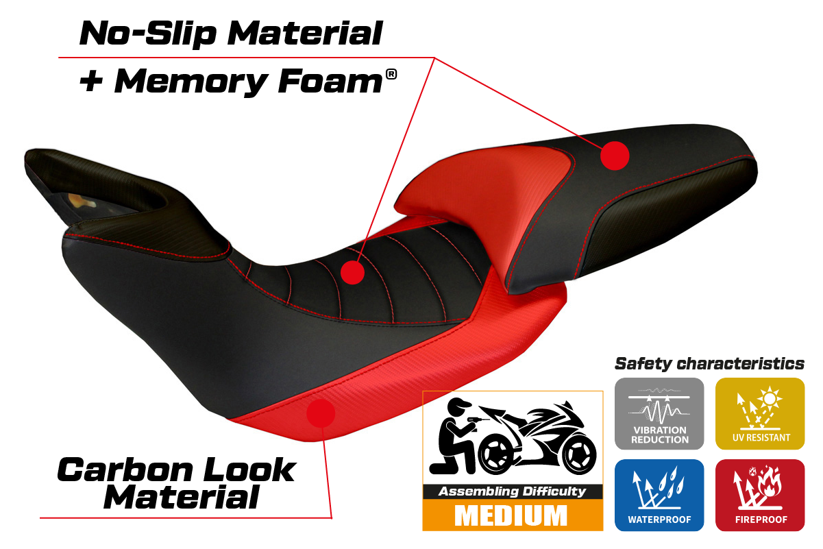 Yhteensopiva istuinpäällinen - Ducati Multistrada 1200 2012-2014 - mod Noto Comfort System