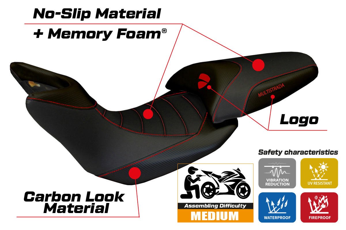 Yhteensopiva istuinpäällinen - Ducati Multistrada 1200 2012-2014 - mod Noto Comfort System