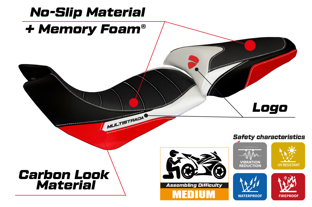 Yhteensopiva istuinpäällinen - Ducati Multistrada 1200 2012-2014 - mod Trinacria Special Color Comfort System