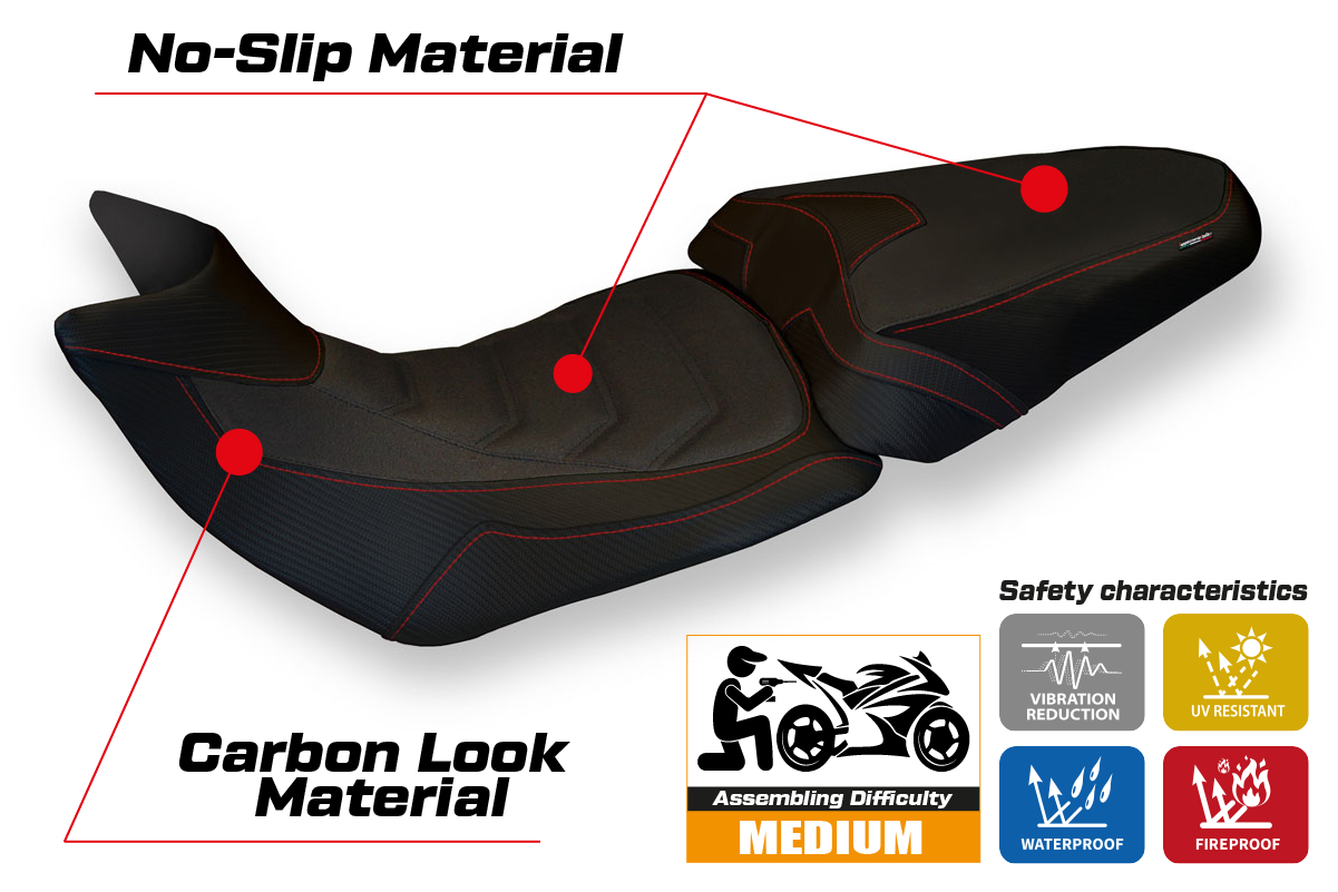 Yhteensopiva istuinpäällinen - Ducati Multistrada 1200 / 1260 2015 - 2020 - Bobbio 2 Ultragrip -modifikaatio