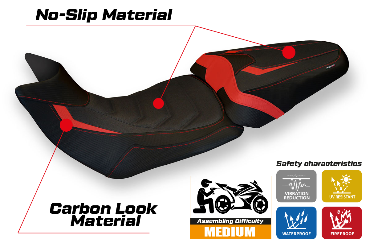 Yhteensopiva istuinpäällinen - Ducati Multistrada 1200 / 1260 2015 - 2020 - Bobbio 2 Ultragrip -modifikaatio