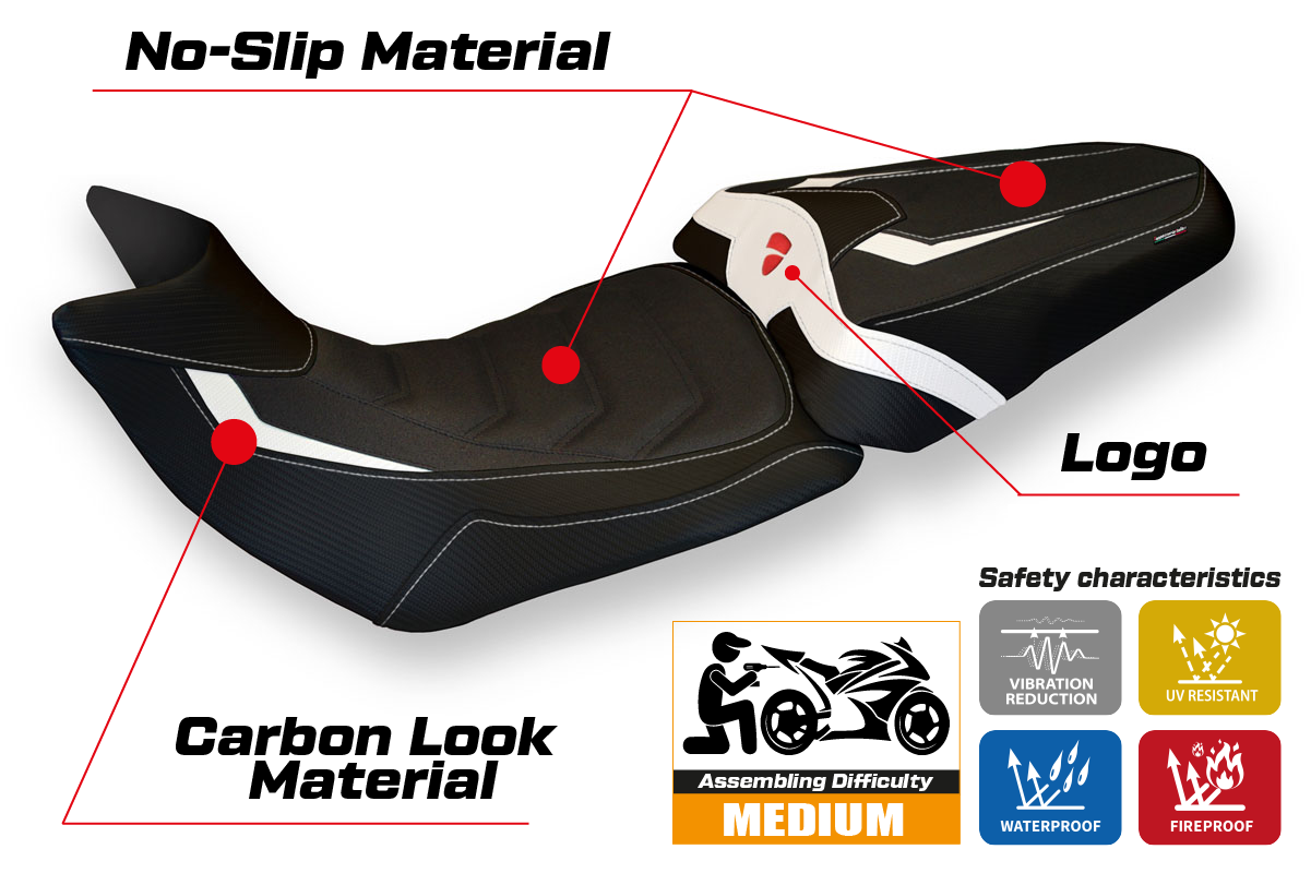 Yhteensopiva istuinpäällinen - Ducati Multistrada 1200 / 1260 2015 - 2020 - Bobbio 2 Ultragrip -modifikaatio