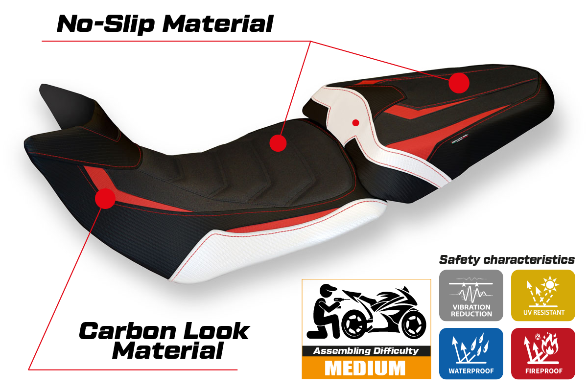 Yhteensopiva istuinpäällinen - Ducati Multistrada 1200 / 1260 2015 - 2020 - Bobbio Special Color Ultragrip -modifikaatio