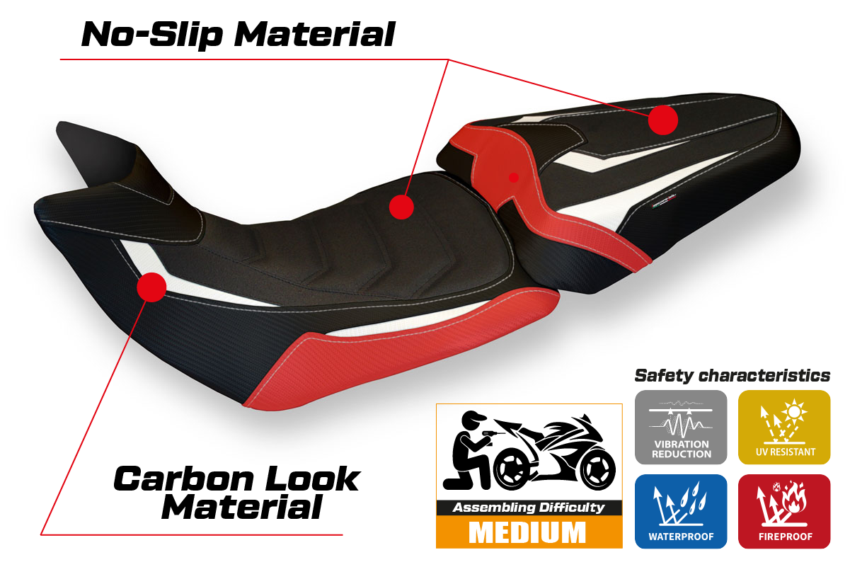 Yhteensopiva istuinpäällinen - Ducati Multistrada 1200 / 1260 2015 - 2020 - Bobbio Special Color Ultragrip -modifikaatio