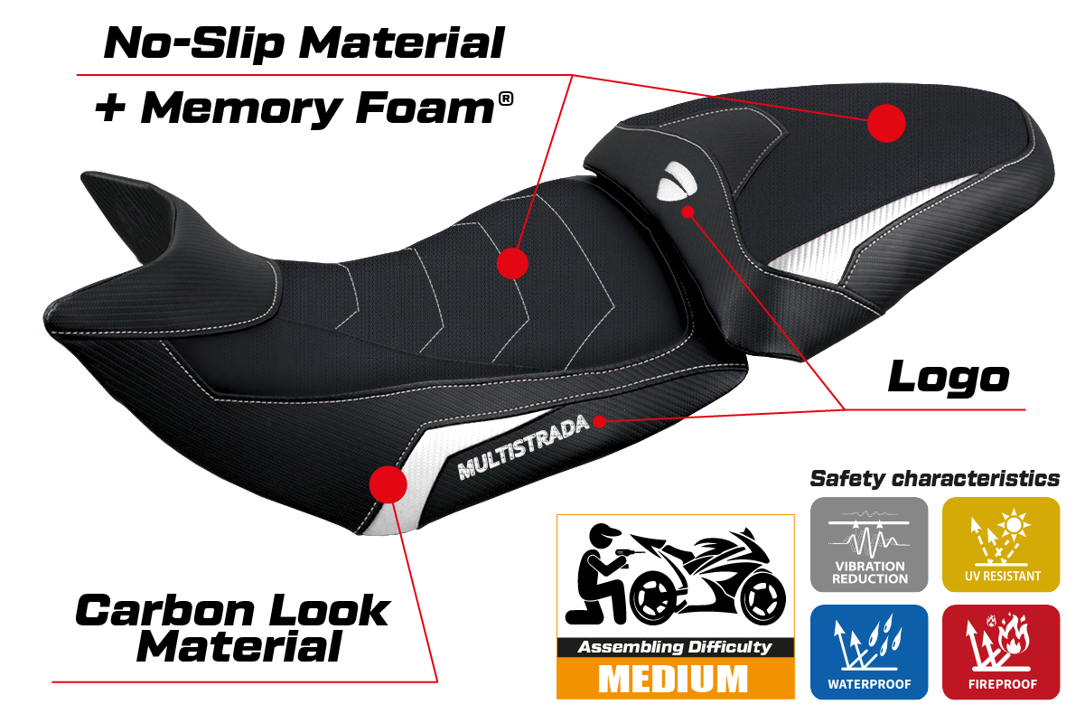 Yhteensopiva istuinpäällinen - Ducati Multistrada 1200 / 1260 2015 - 2020 - mod Jazan Comfort System