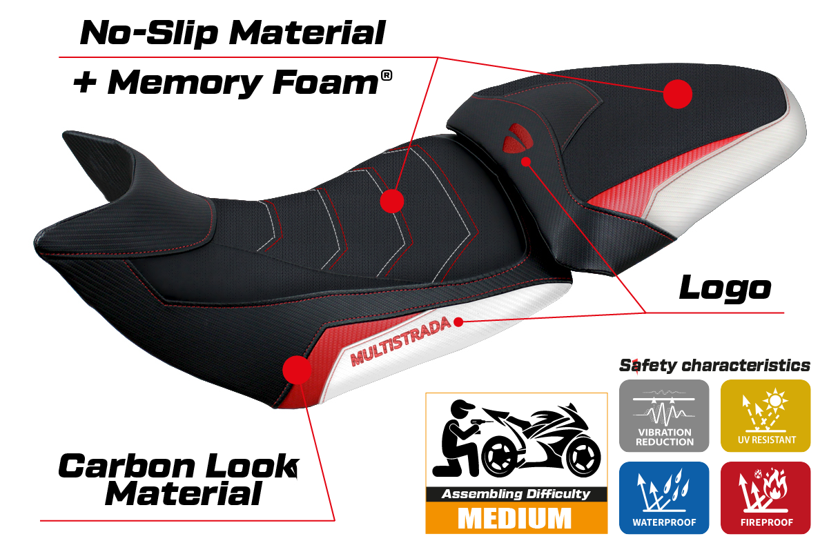 Yhteensopiva istuinpäällinen - Ducati Multistrada 1200 / 1260 2015 - 2020 - mod Jazan Comfort System