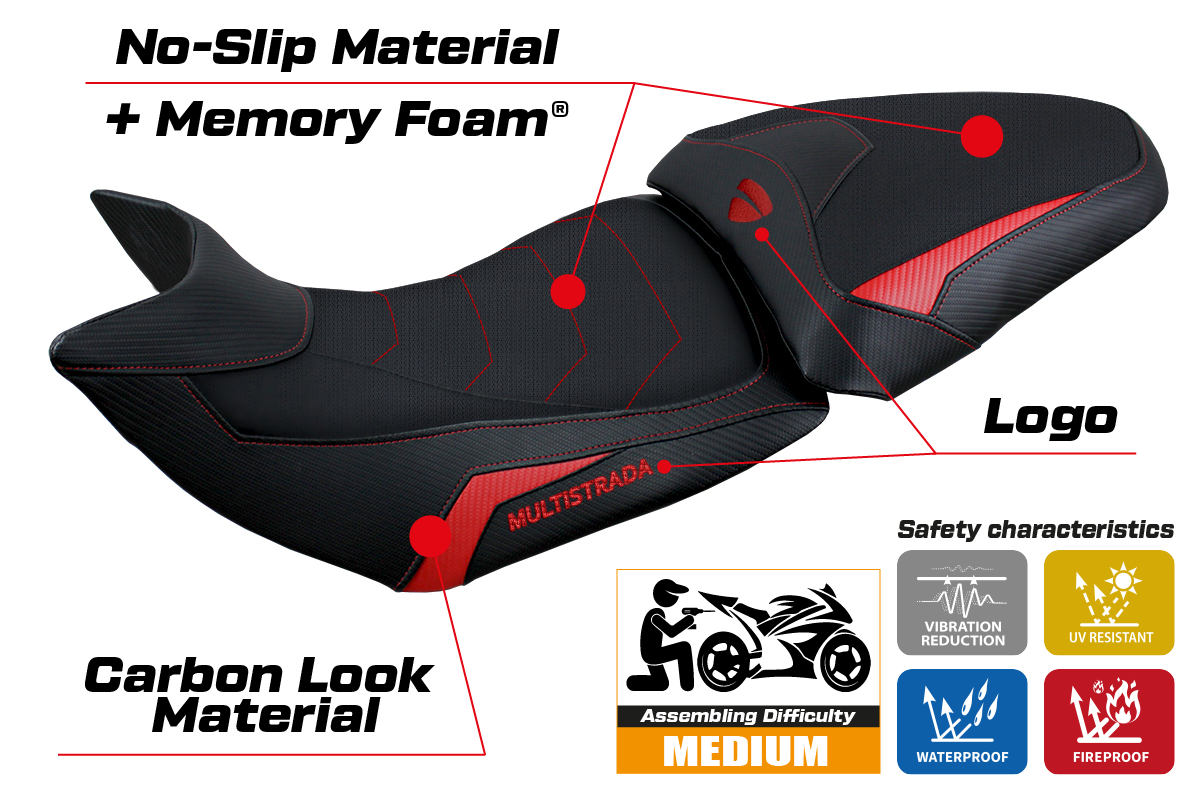 Yhteensopiva istuinpäällinen - Ducati Multistrada 1200 / 1260 2015 - 2020 - mod Jazan Comfort System