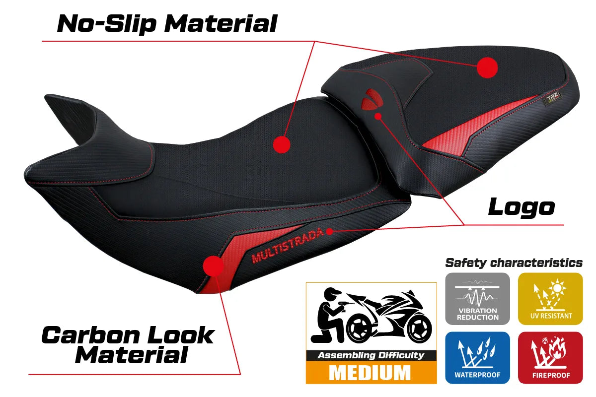 Yhteensopiva istuinpäällinen - Ducati Multistrada 1200 / 1260 2015 - 2020 - mod Jazan