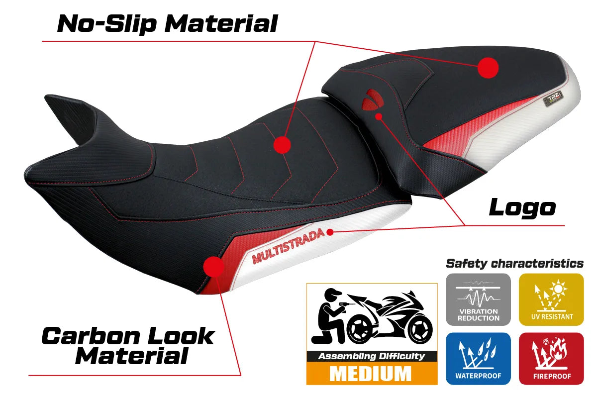 Yhteensopiva istuinpäällinen - Ducati Multistrada 1200 / 1260 2015 - 2020 - mod Jazan Ultragrip