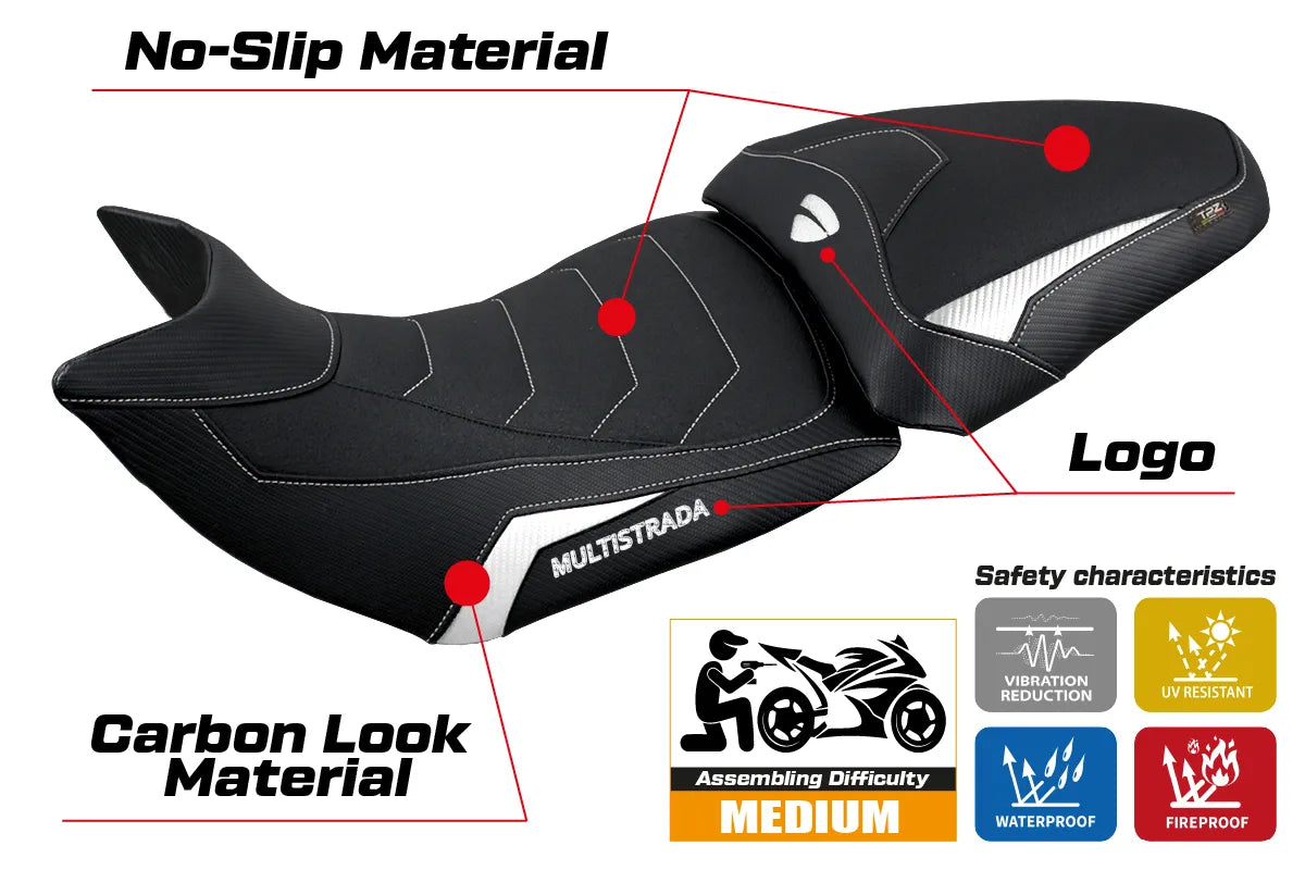 Yhteensopiva istuinpäällinen - Ducati Multistrada 1200 / 1260 2015 - 2020 - mod Jazan Ultragrip