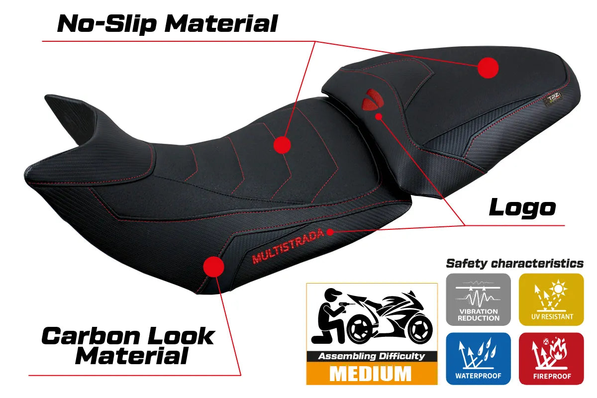 Yhteensopiva istuinpäällinen - Ducati Multistrada 1200 / 1260 2015 - 2020 - mod Jazan Ultragrip
