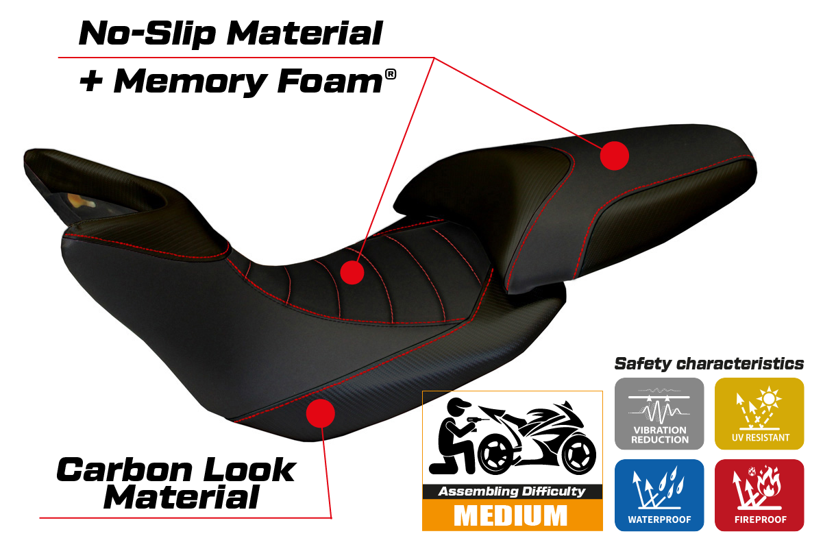 Yhteensopiva istuinpäällinen - Ducati Multistrada 1200 / 1260 2015 - 2020 - mod Noto Comfort System