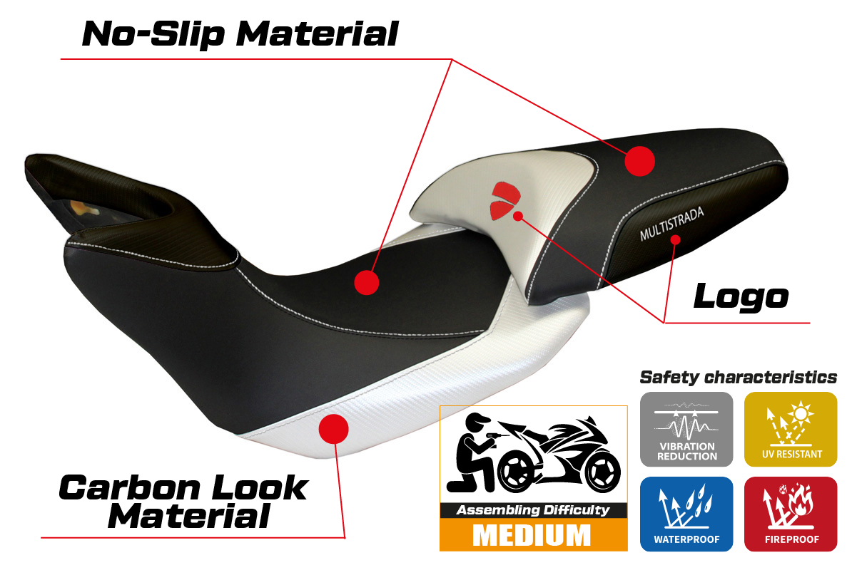 Yhteensopiva istuinpäällinen - Ducati Multistrada 1200 / 1260 2015 - 2020 - Noto-malli