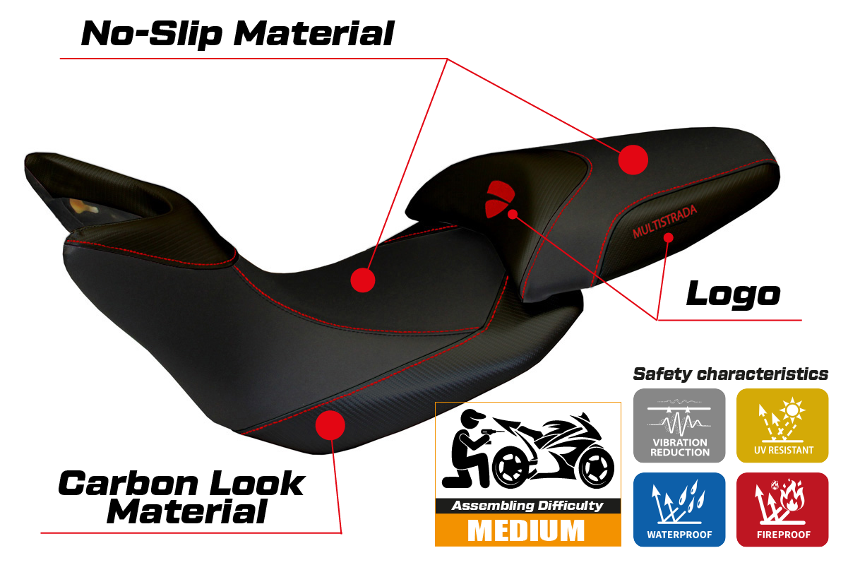 Yhteensopiva istuinpäällinen - Ducati Multistrada 1200 / 1260 2015 - 2020 - Noto-malli
