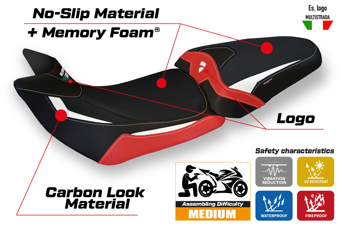 Yhteensopiva istuinpäällinen - Ducati Multistrada 1200 / 1260 2015 - 2020 - mod Patna Special Color Comfort System