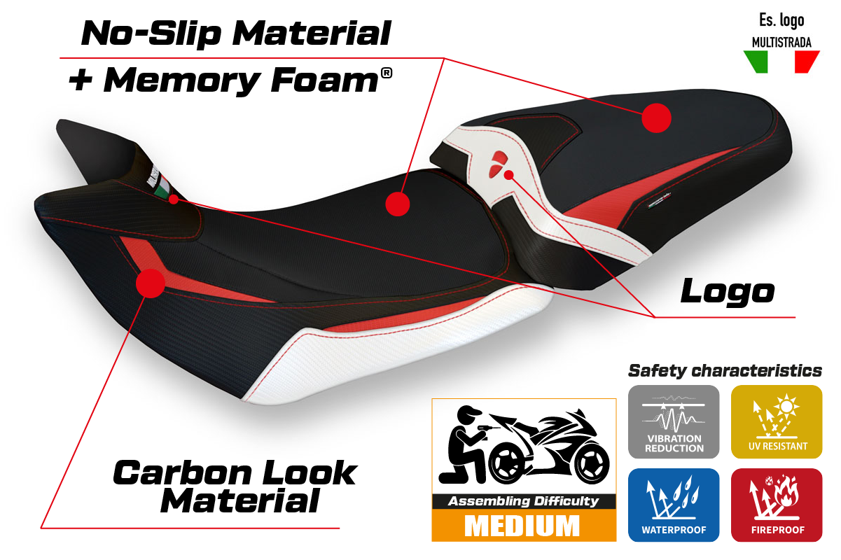 Yhteensopiva istuinpäällinen - Ducati Multistrada 1200 / 1260 2015 - 2020 - mod Patna Special Color Comfort System