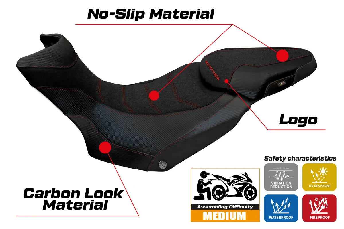 Istuinpäällinen yhteensopiva - Ducati Multistrada 1200 / 1260 Enduro 2016 - 2021 - mod Lux ??2 Ultragrip
