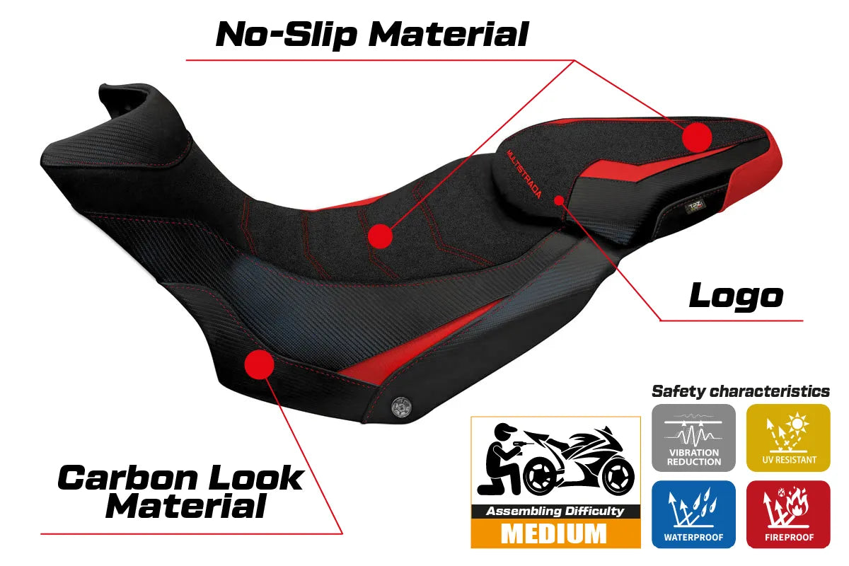 Istuinpäällinen yhteensopiva - Ducati Multistrada 1200 / 1260 Enduro 2016 - 2021 - mod Lux ??2 Ultragrip