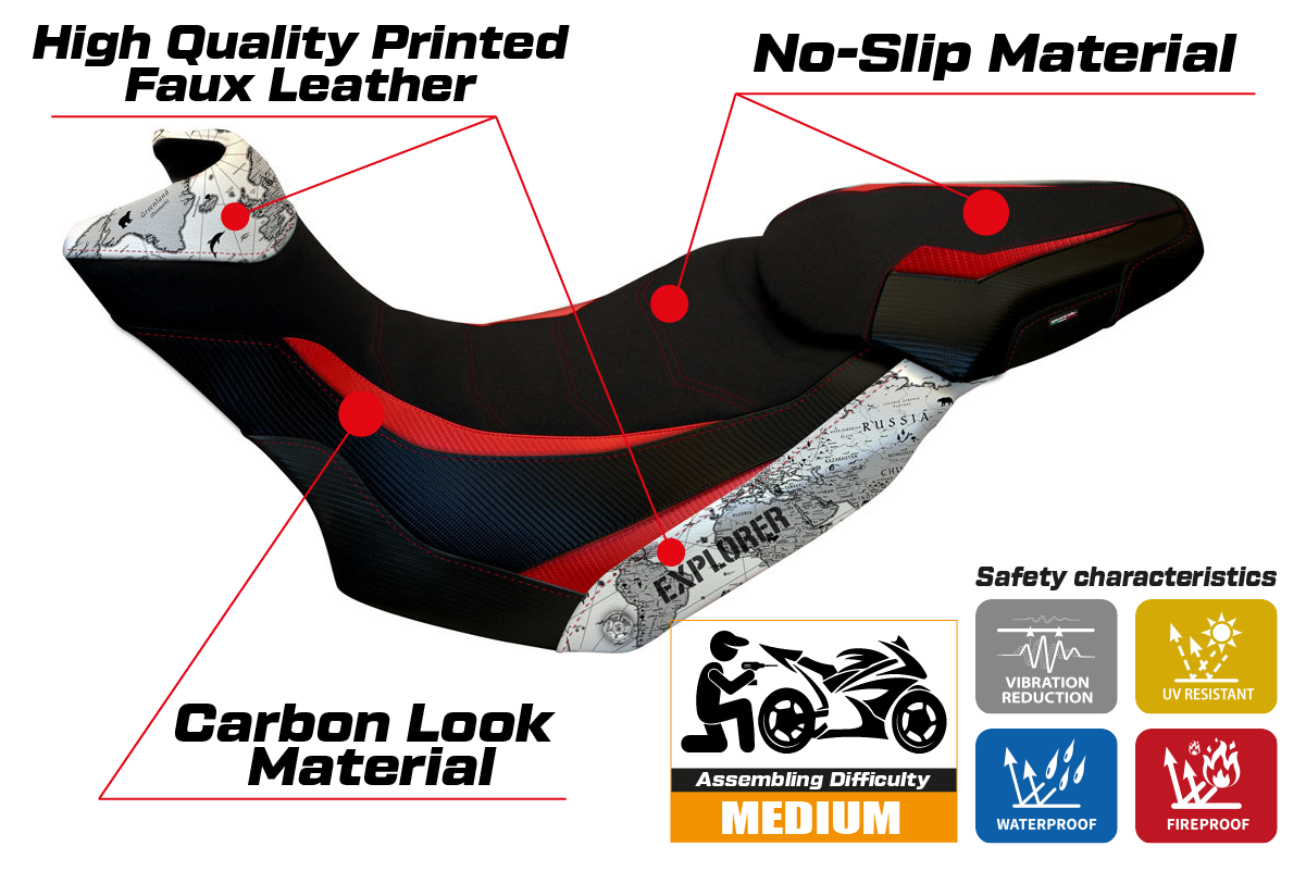 Yhteensopiva istuinpäällinen - Ducati Multistrada 1200 / 1260 Enduro 2016 - 2021 - mod Lux ??Mps Ultragrip