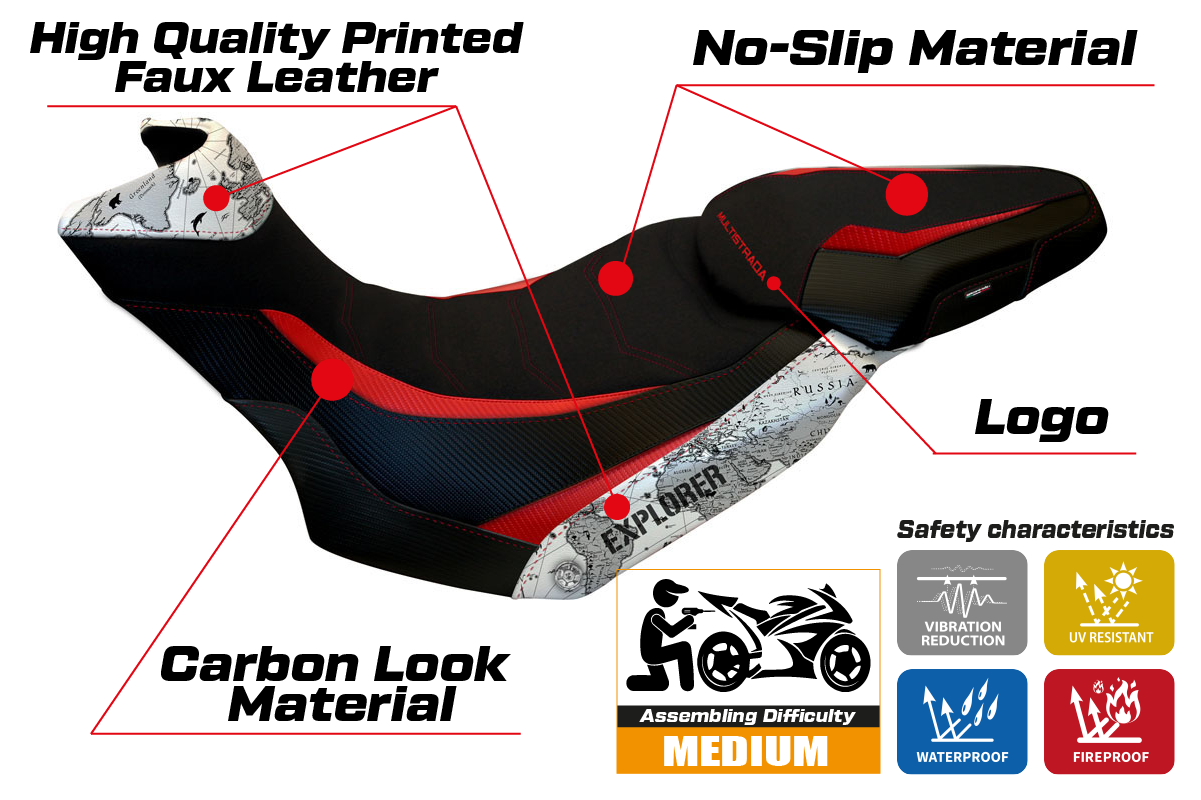 Yhteensopiva istuinpäällinen - Ducati Multistrada 1200 / 1260 Enduro 2016 - 2021 - mod Lux ??Mps Ultragrip